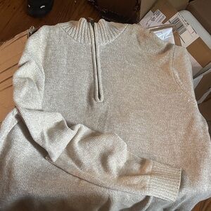 St. John's Bay Beige Zip-Up Sweater